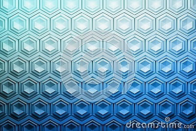 Blue mosaic hexagonal pattern. Cartoon Illustration