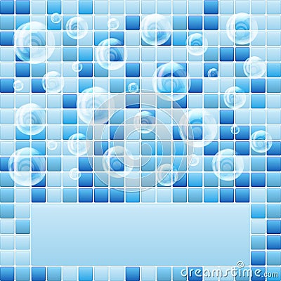 Blue mosaic small tile texture background of spa. Stock Photo