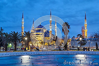 The Blue Mosque in the evening Stock Photo