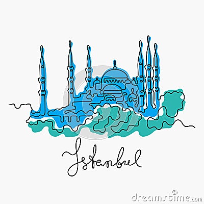 Blue Mosque, Istanbul vector illustration Vector Illustration