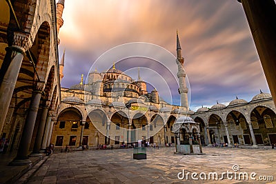 Blue mosque with moving sunset cloud Editorial Stock Photo