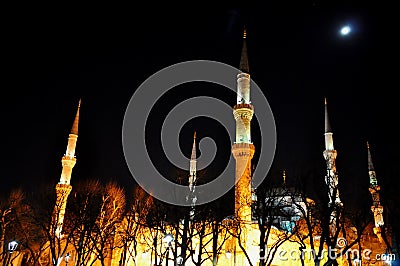 Blue Mosque at night Stock Photo