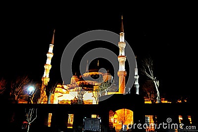 Blue Mosque at night Stock Photo