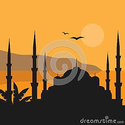The Blue Mosque, Sultanahmet Camii, Istanbul, Turkey, middle east islamic architecture and Bosphorus Stock Photo