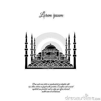 Blue Mosque vector. Blue Mosque in the Stambul. The Sultanahmet. Blue Mosque black icon, sign Vector Illustration