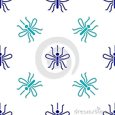 Blue Mosquito icon isolated seamless pattern on white background. Vector Vector Illustration