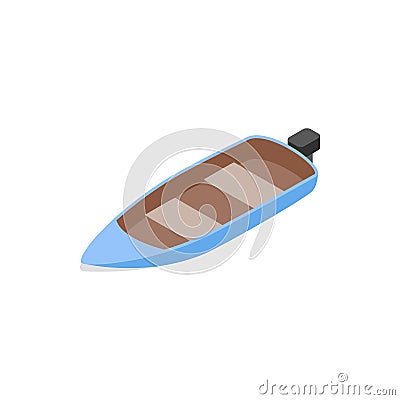 Blue motor boat icon, isometric 3d style Stock Photo