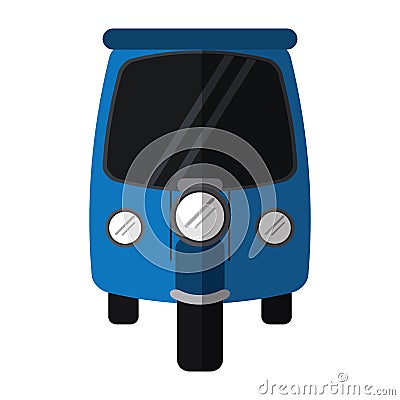 Blue motor rickshaw transport tricycle Vector Illustration