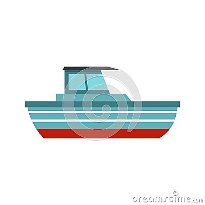 Blue motorboat icon, flat style Vector Illustration