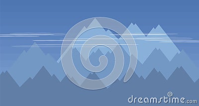 Blue mountains cliffs distant climbing climbing translucent white thin sky clouds sports nature vector illustration Vector Illustration