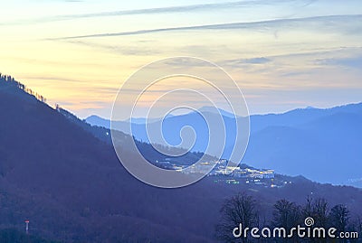 Blue mountains in the evening Stock Photo