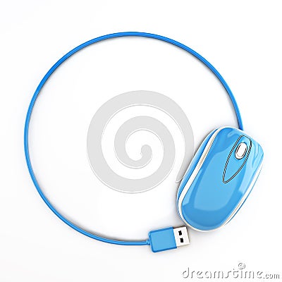 Blue mouse in the shape of a circle with room for your text or copy space advertisement Stock Photo