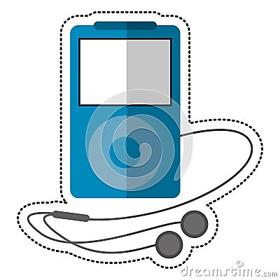 blue mp3 player headphones Cartoon Illustration