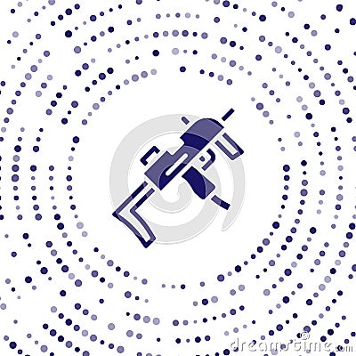 Blue MP9 submachine gun icon isolated on white background. Automatic weapon. Abstract circle random dots. Vector Vector Illustration
