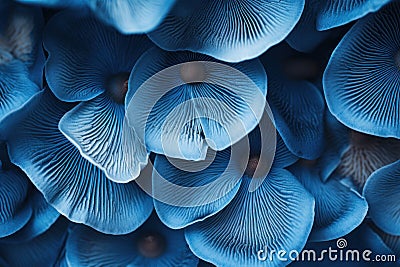 Blue mushroom forest background. Generate Ai Stock Photo