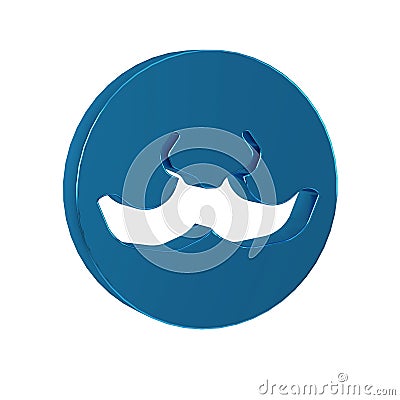 Blue Mustache icon isolated on transparent background. Barbershop symbol. Facial hair style. Stock Photo