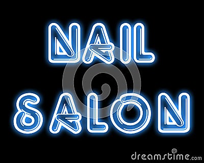 Blue NAIL SALON neon sign Stock Photo