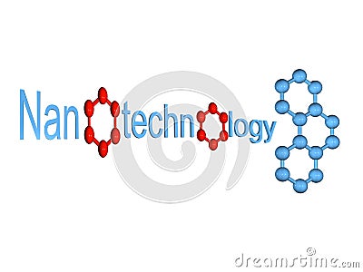 Blue nanotechnology symbol with molecule isolated Stock Photo