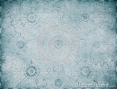 Old blue nautical map background Stock Photo