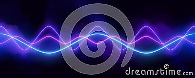 Blue neon audio sound voice wave pulse light. Vector Illustration