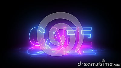 Blue Neon Cafe Digital background with light. Animation in 3D Nightclub Blinking Neon Sign. Text CAFE. animation that moves. HD Stock Photo