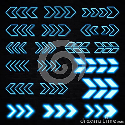 Neon led light sign showing left right direction. Vector Illustration