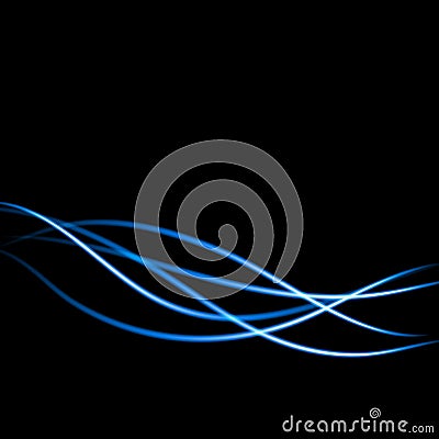 Blue neon shiny wave on black background Vector Illustration
