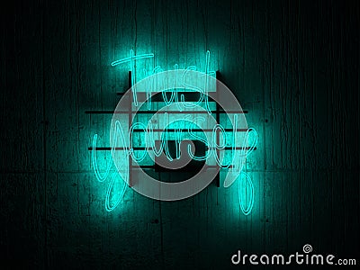 Blue Neon Sign Text Trust Yourself. 3D illustration. - Illustration Cartoon Illustration