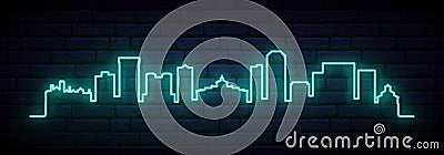 Blue neon skyline of Lexington. Vector Illustration