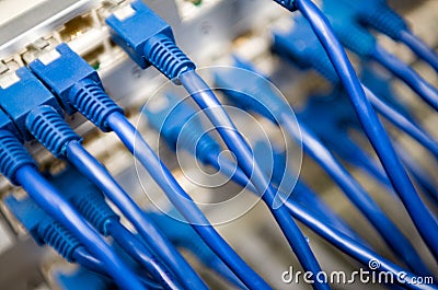 Blue network wires Stock Photo