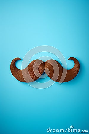 Blue november concept. Mustache isolated on a blue background Stock Photo