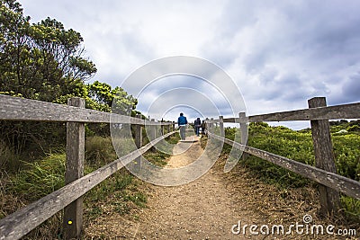 Blue ocean and crashing waves at Castle Cove Lookout Melbourne Australia Great Ocean Road Editorial Stock Photo