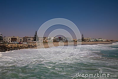 Jetty Swakopmund with waves , Namibia Editorial Stock Photo