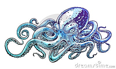 Blue Octopus Vector Art Vector Illustration