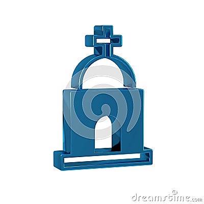 Blue Old crypt icon isolated on transparent background. Cemetery symbol. Ossuary or crypt for burial of deceased. Stock Photo