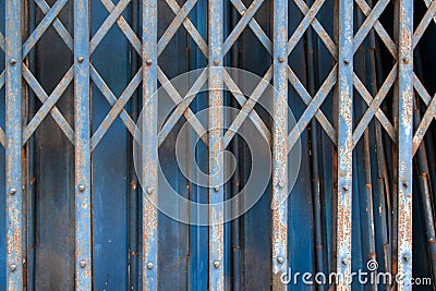 Blue old steel door Stock Photo