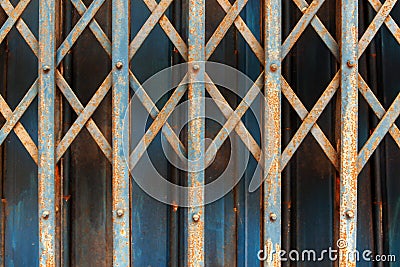 Blue old steel door and more rusty Stock Photo