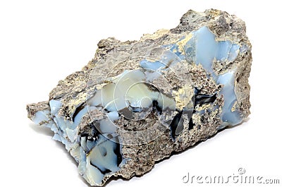 Blue Opal specimen isolated on white Stock Photo