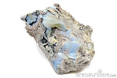 Blue Opal specimen isolated on white Stock Photo