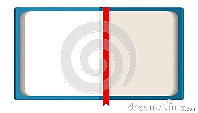 Blue open book with a red bookmark Vector Illustration