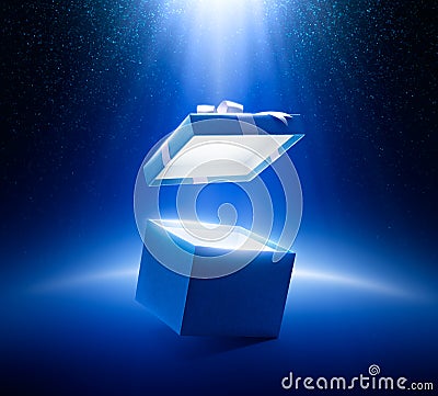 Blue open gift box Stock Photo