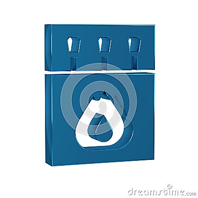 Blue Open matchbox and matches icon isolated on transparent background. Stock Photo