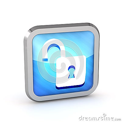 Blue open padlock striped icon Stock Photo