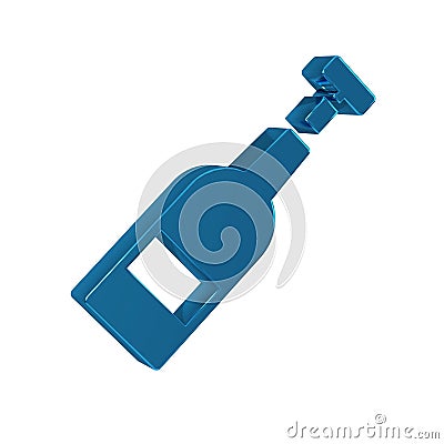 Blue Opened bottle of wine icon isolated on transparent background. Stock Photo