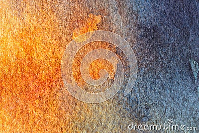 Blue and orange abstract watercolor background. Stock Photo