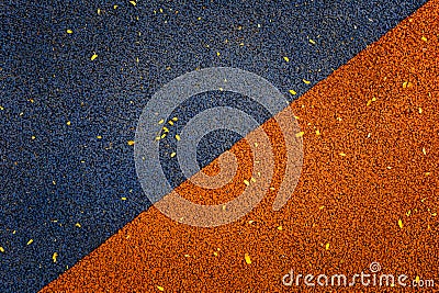 Blue and orange color of Rubber flooring Play park flooring back Stock Photo