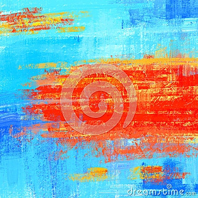 Blue orange concept Hand draw painting. Abstract art background Colorful texture canvas Stock Photo