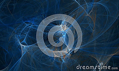 Blue orange 3d fibers in dynamic motion creating texture with loops, swirl and twirls. Stock Photo