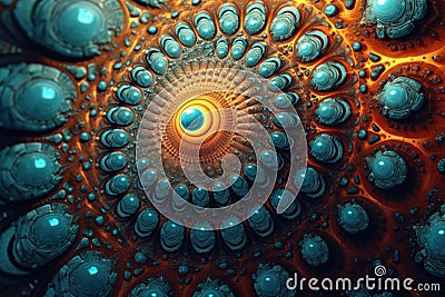 a blue and orange fractal spiral Stock Photo