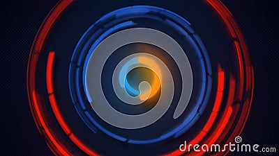 Blue and orange glowing circles spinning Stock Photo